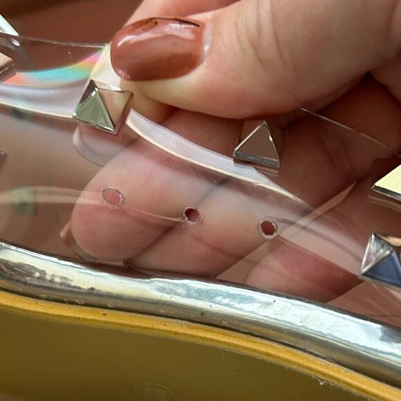 New! Stunning Stiletto Clear High Heel with Silver Studs Size 38 - Picture 10 of 10